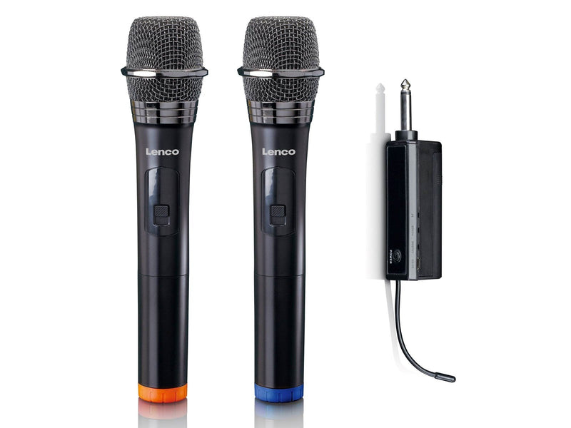 Lenco MCW-020BK - Set of 2 wireless microphones with portable battery powered receiver