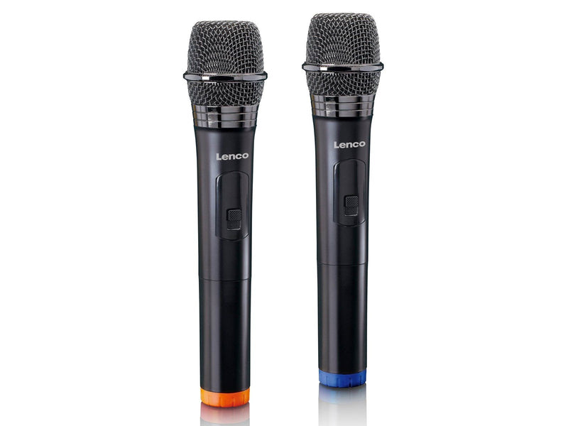 Lenco MCW-020BK - Set of 2 wireless microphones with portable battery powered receiver