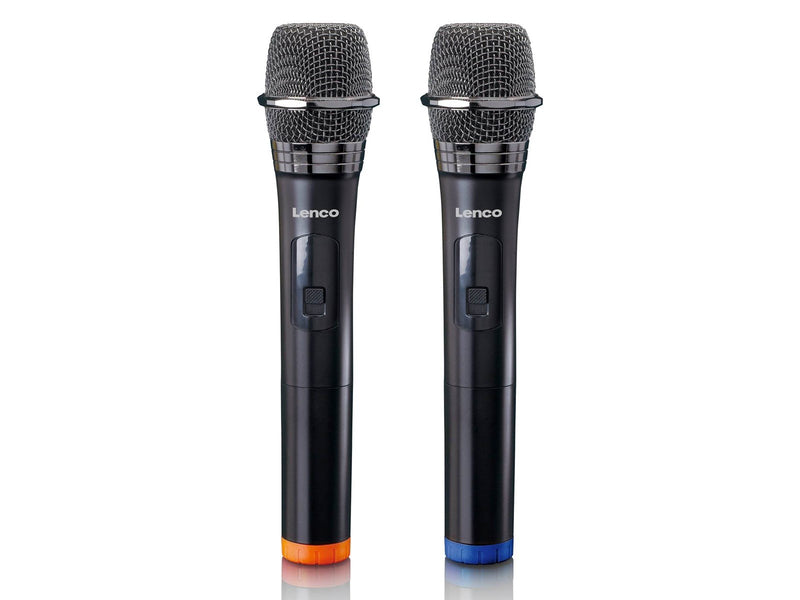 Lenco MCW-020BK - Set of 2 wireless microphones with portable battery powered receiver