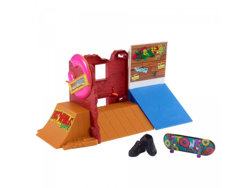 Hot Wheels Skate Donut Skatepark With Tony Hawk Fingerboard & Pair Of Skate Shoes