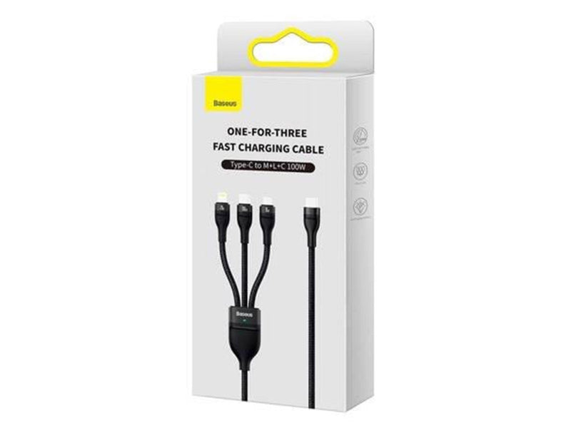 Baseus 3in1 USB cable  Flash Series 2 USB-C + micro USB + Lightning 100W 1.5m (black)