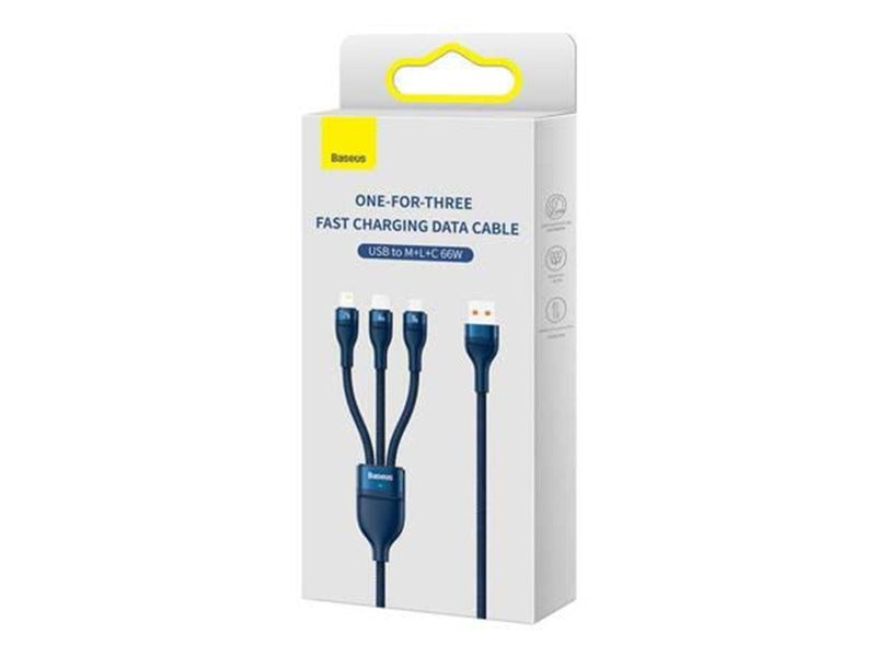 Baseus 3in1 USB cable  USB 3in1  Flash Series USB-C + Micro + Lightning 66W 1.2m (blue)