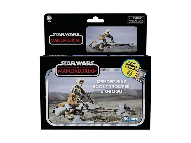 Star Wars The Mandalorian The Vintage Collection Speeder Bike Scout Trooper and Grogu 9.5 cm