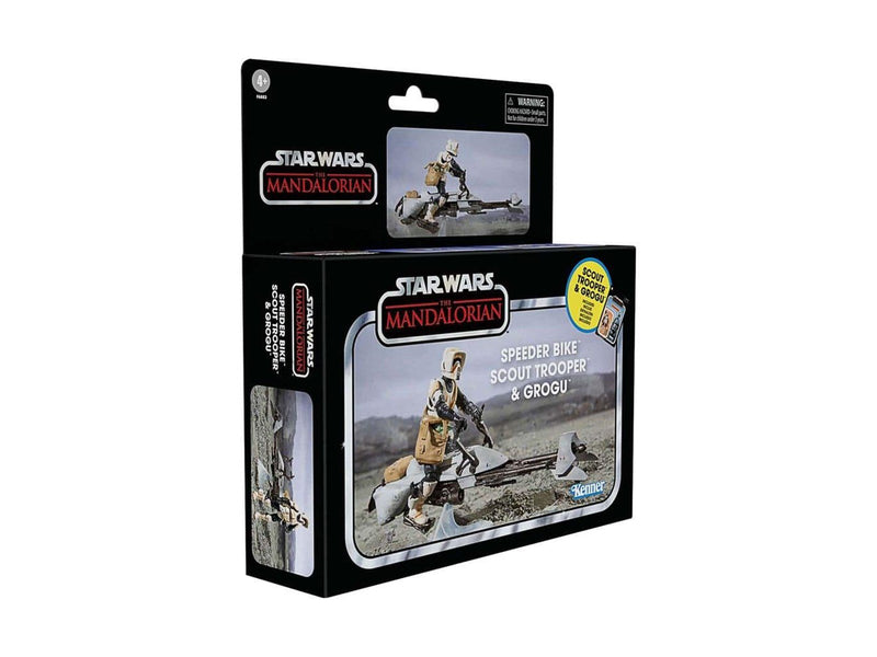 Star Wars The Mandalorian The Vintage Collection Speeder Bike Scout Trooper and Grogu 9.5 cm