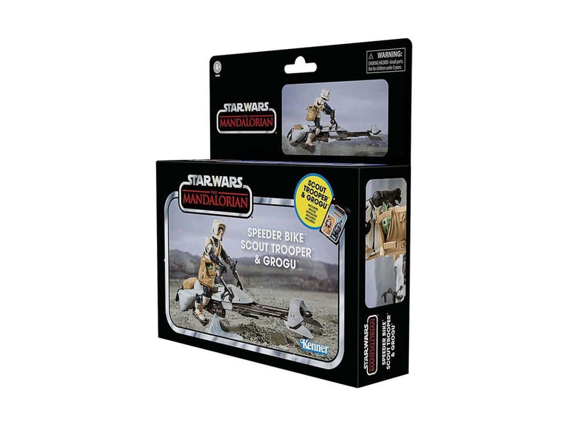 Star Wars The Mandalorian The Vintage Collection Speeder Bike Scout Trooper and Grogu 9.5 cm