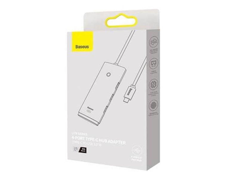 Baseus HUB Adapter 4-Port USB-C OS-Lite 25cm (Black) USB-Hubs - USB 3.0 - 4 - Schwarz