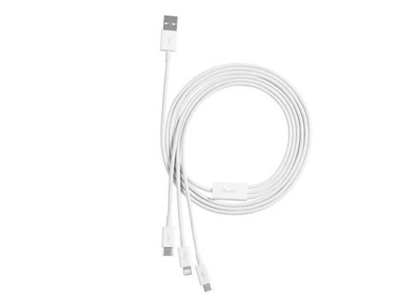 Baseus Quick Charge USB to M+L+C  Superior Data 3.5A 1m (White)
