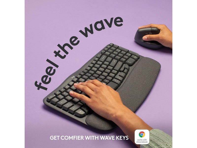 Logitech Wave Keys - Graphite - ND - Ergonomische Tastatur - Nordisch - Schwarz
