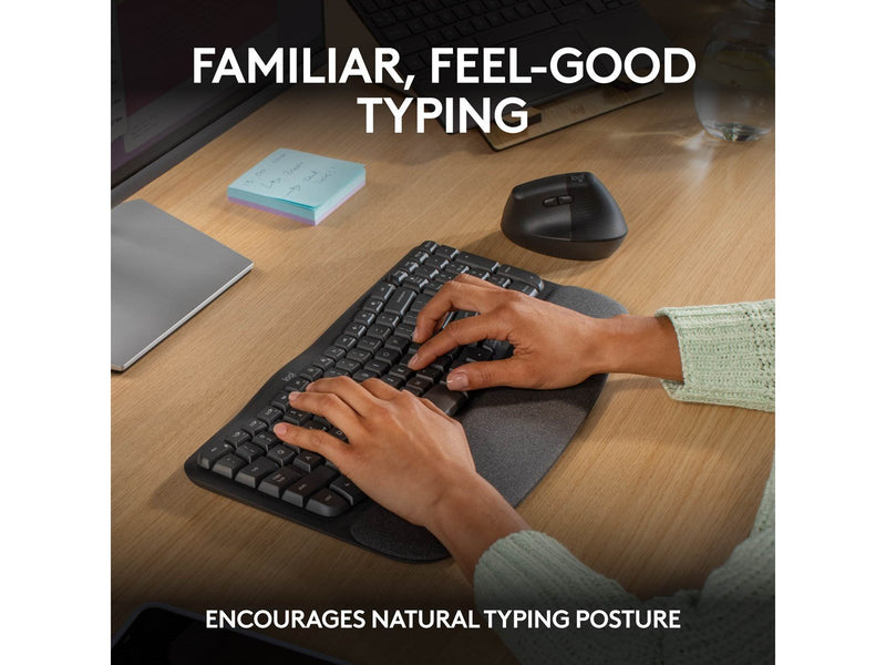 Logitech Wave Keys - Graphite - ND - Ergonomische Tastatur - Nordisch - Schwarz