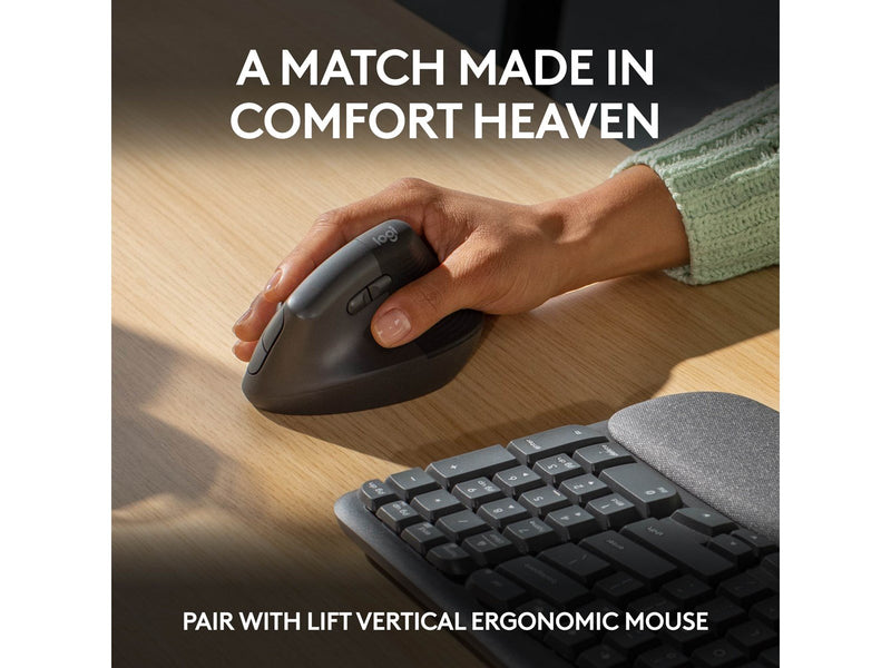 Logitech Wave Keys - Graphite - ND - Ergonomische Tastatur - Nordisch - Schwarz