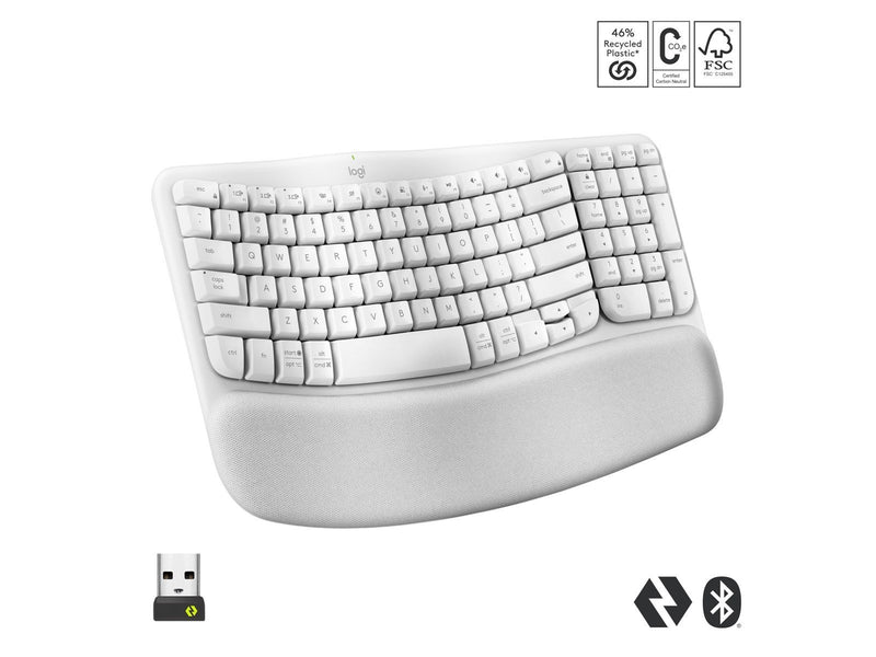 Logitech Wave Keys - Off-White - ND - Ergonomische Tastatur - Nordisch - Weiss