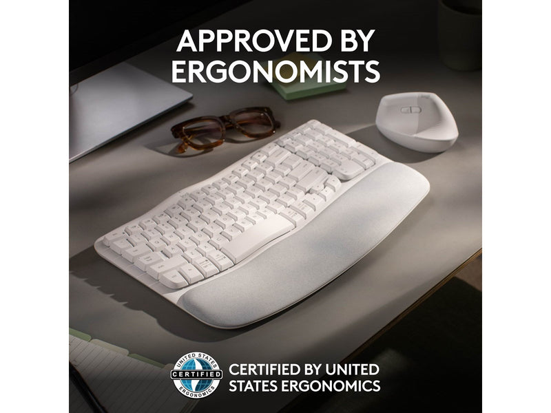 Logitech Wave Keys - Off-White - ND - Ergonomische Tastatur - Nordisch - Weiss