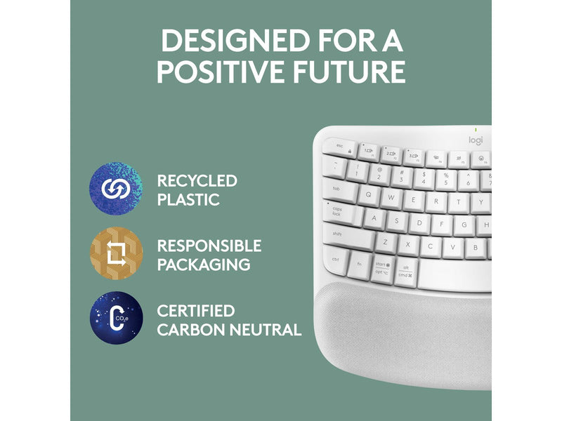 Logitech Wave Keys - Off-White - ND - Ergonomische Tastatur - Nordisch - Weiss