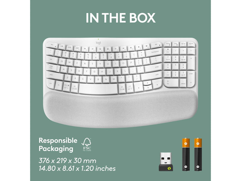 Logitech Wave Keys - Off-White - ND - Ergonomische Tastatur - Nordisch - Weiss