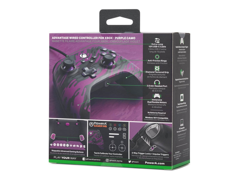 PowerA Kabelgebundener Controller Advantage für Xbox Series X|S - Lila Camouflage - Wired Controller - Microsoft Xbox Series S