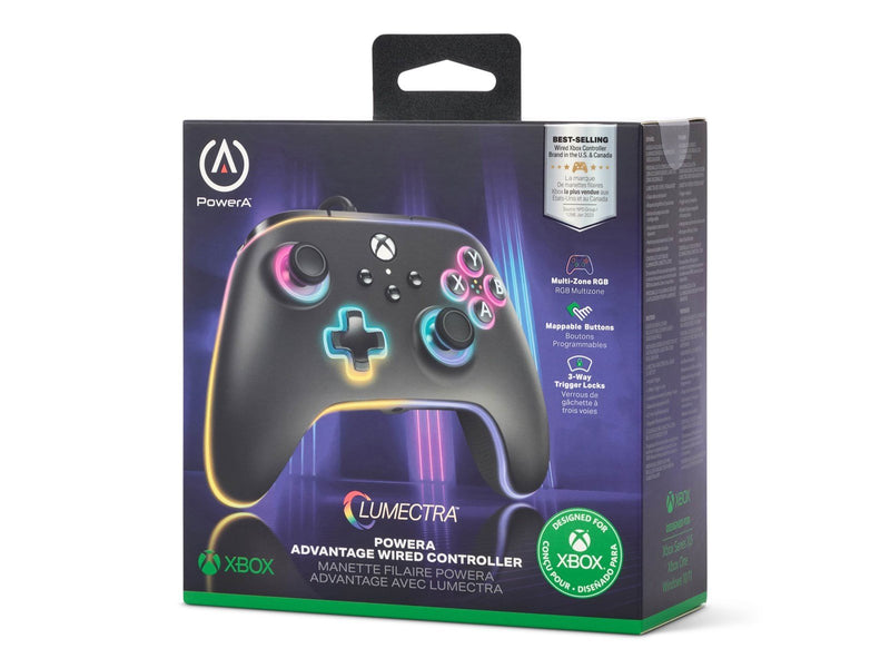 PowerA Kabelgebundener Advantage-Controller für Xbox Series X|S mit Lumectra - Schwarz - Wired Controller - Microsoft Xbox One