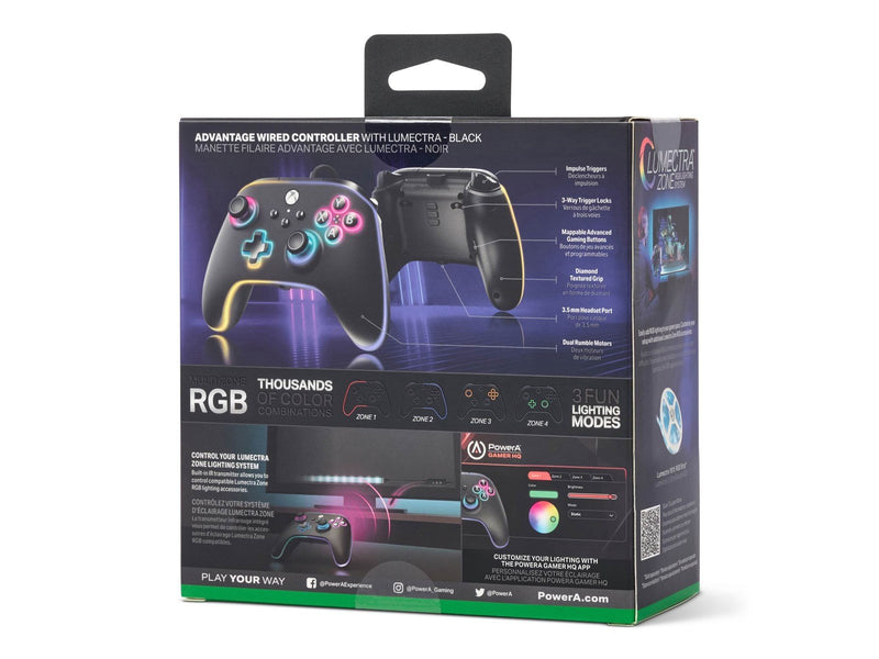 PowerA Kabelgebundener Advantage-Controller für Xbox Series X|S mit Lumectra - Schwarz - Wired Controller - Microsoft Xbox One