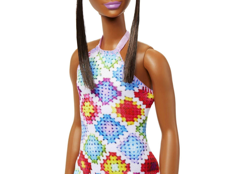 Barbie Fashionistas Doll 210 With Bun And Crochet Halter Dress 30cm