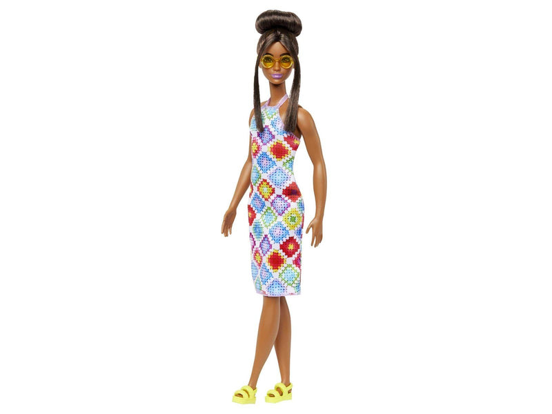 Barbie Fashionistas Doll 210 With Bun And Crochet Halter Dress 30cm