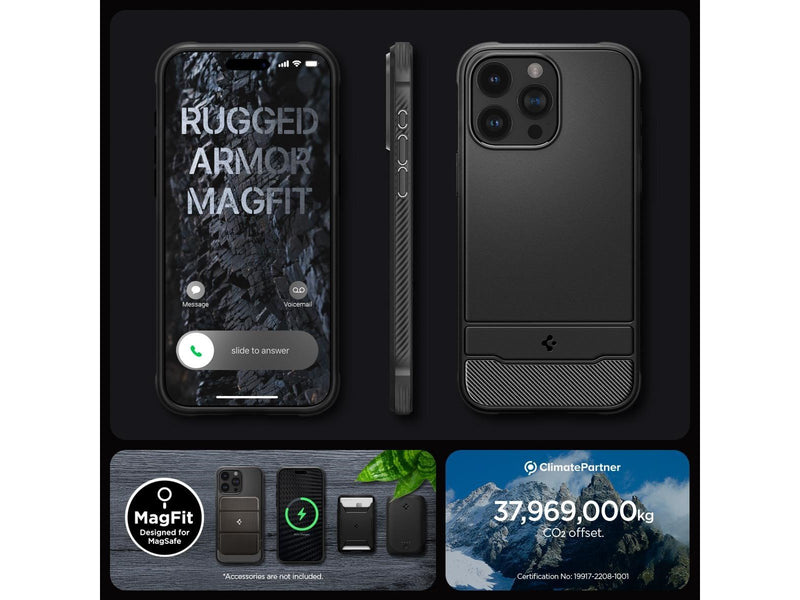 Spigen Rugged Armor MagSafe - matte black - iPhone 15 Pro