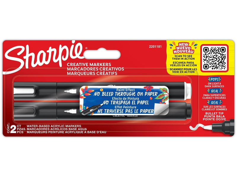 Sharpie Creative Marker Bullet Tip | Schwarz & Weiß | 2 Stück