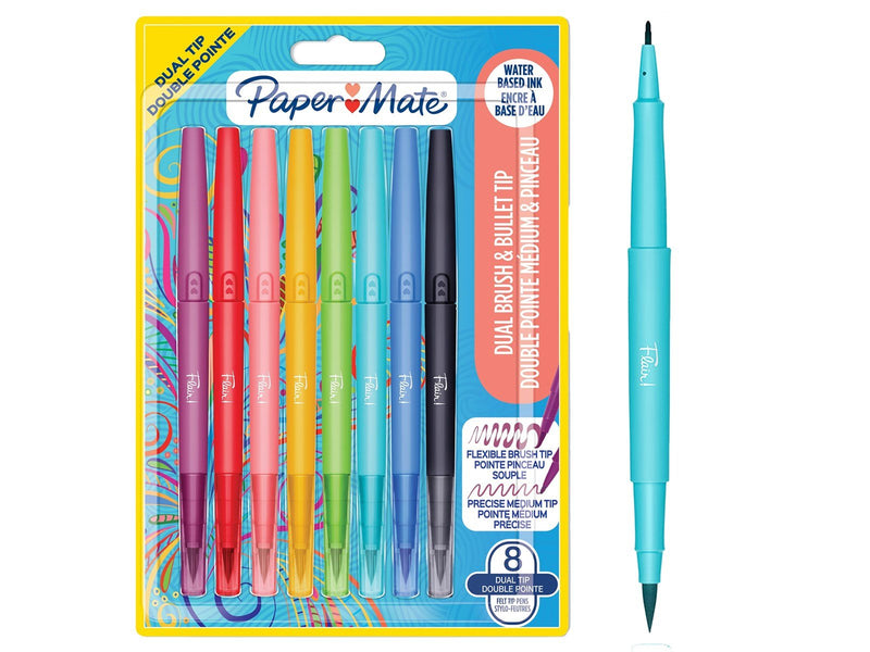 Paper Mate Flair-Filzstifte mit ZWEI Spitzen | Brush-Spitze und mittlere Spitze (0,7 mm) | Farbstifte mit zwei Spitzen | verschi