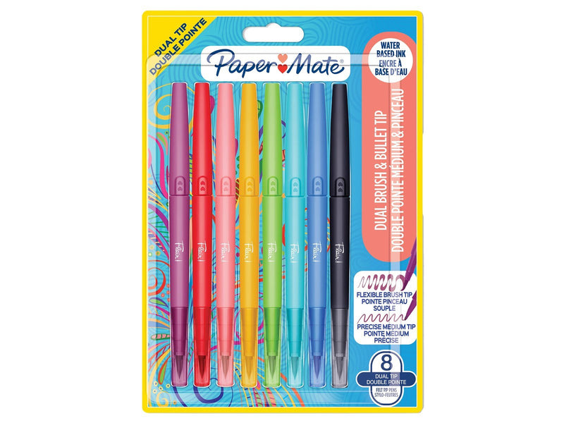 Paper Mate Flair-Filzstifte mit ZWEI Spitzen | Brush-Spitze und mittlere Spitze (0,7 mm) | Farbstifte mit zwei Spitzen | verschi