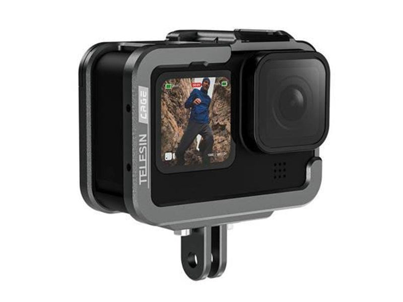 TELESIN  Aluminum cage for GoPro Hero 12 / 11/10/9 +vertical adapter
