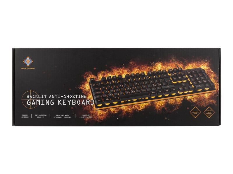 Deltaco GAMING GAM-021 - keyboard - Nordic - black/orange - Tastaturen - Nordisch - Schwarz