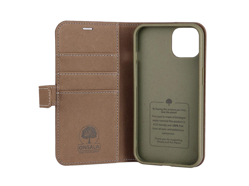 ONSALA Wallet Case Brown - iPhone 13