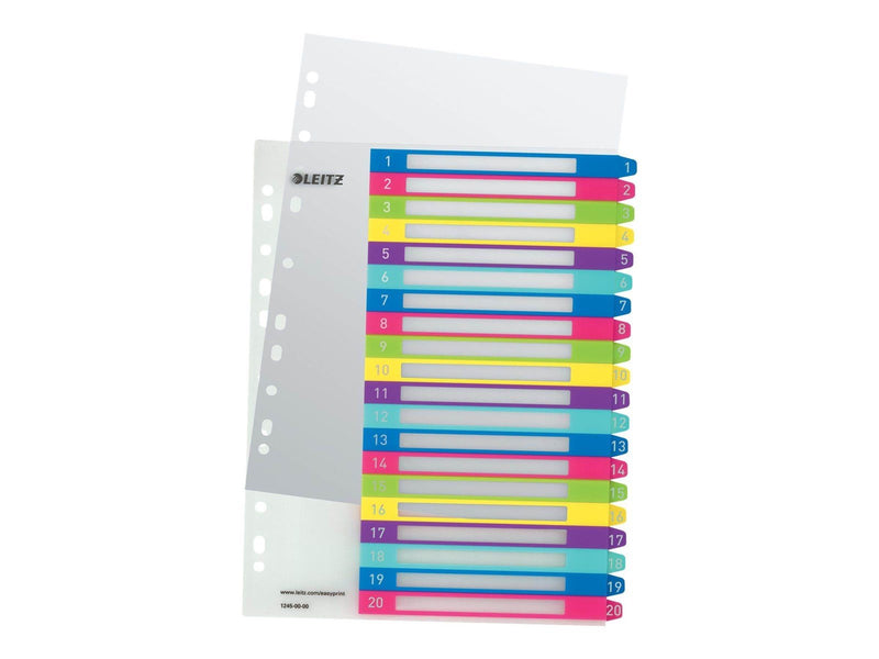 Leitz WOW - divider - 20 parts - for A4 Maxi - tabbed - multicolour