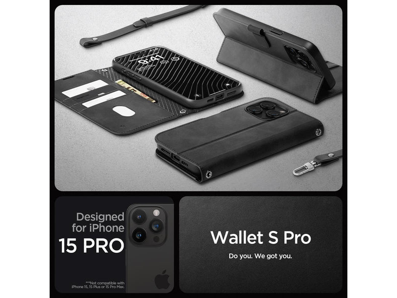 Spigen Wallet S Pro - black - iPhone 15 Pro