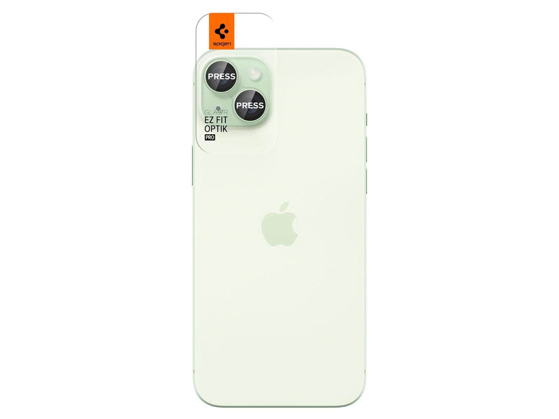 Spigen Glass tR EZ Fit Optik Pro 2 Pack - green - iPhone 15/15 Plus/14/14 Plus