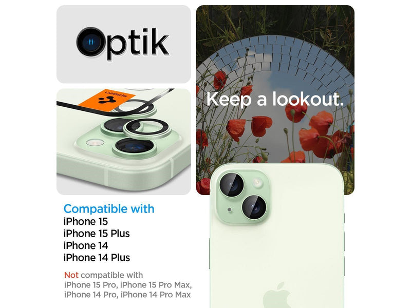Spigen Glass tR EZ Fit Optik Pro 2 Pack - green - iPhone 15/15 Plus/14/14 Plus