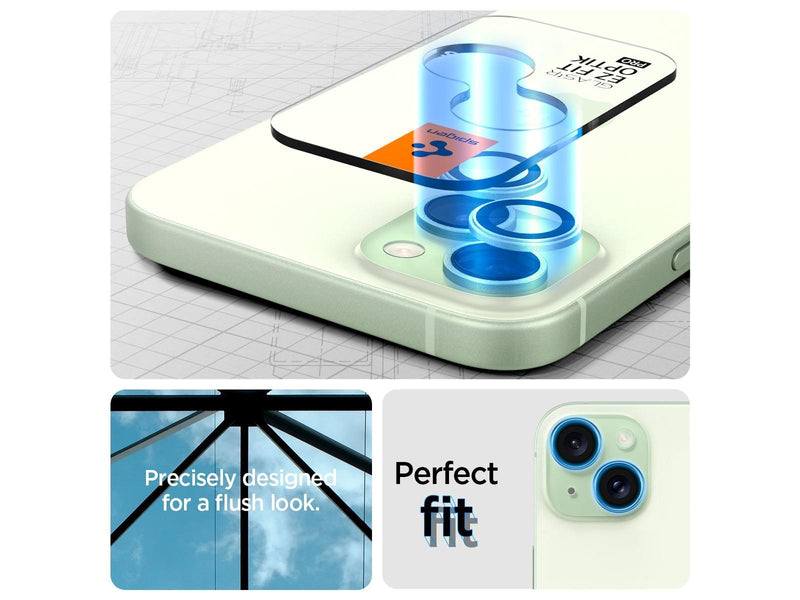 Spigen Glass tR EZ Fit Optik Pro 2 Pack - green - iPhone 15/15 Plus/14/14 Plus