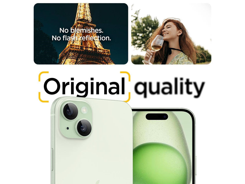 Spigen Glass tR EZ Fit Optik Pro 2 Pack - green - iPhone 15/15 Plus/14/14 Plus