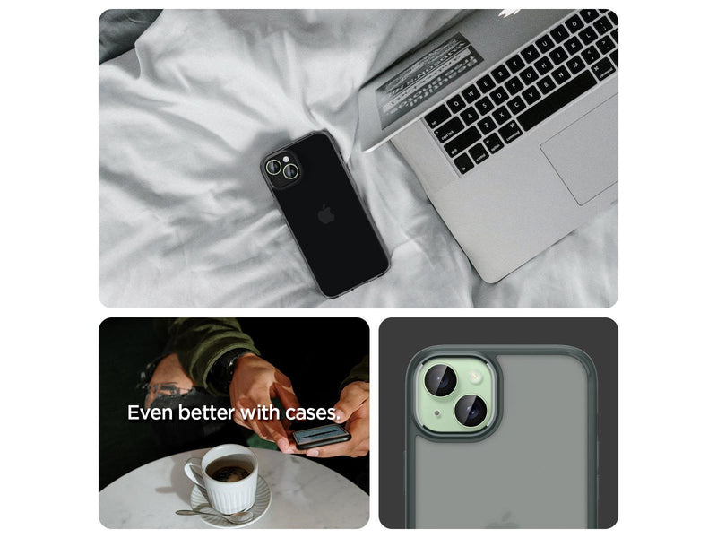 Spigen Glass tR EZ Fit Optik Pro 2 Pack - green - iPhone 15/15 Plus/14/14 Plus