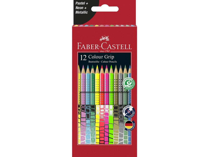 Faber Castell 12 Color Pencil Color Grip Special Pastel-Neon Box