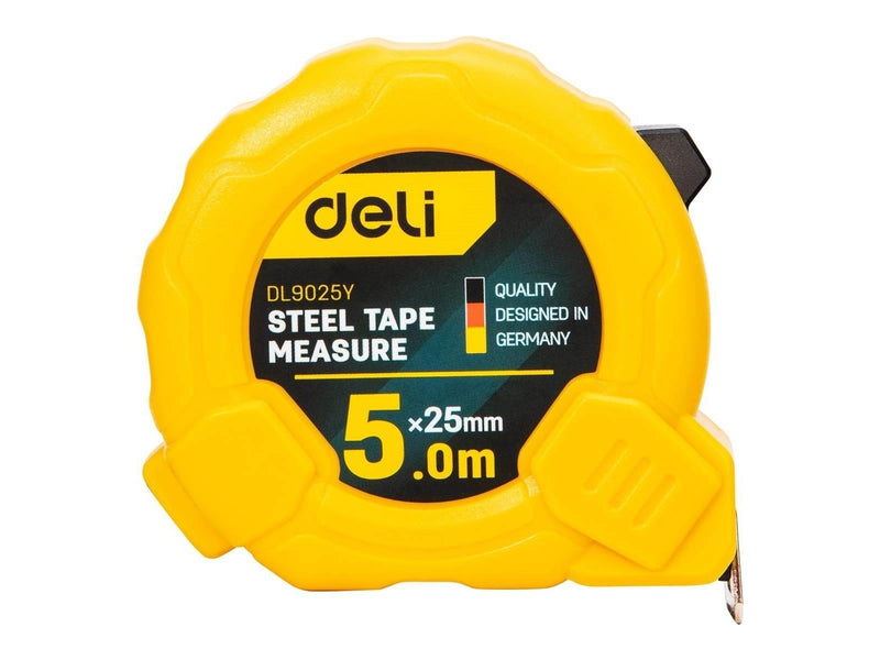 Deli Tools Steel Measuring Tape 5m/25mm EDL9025Y (yellow)