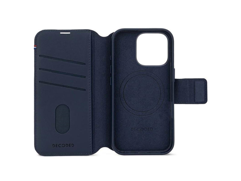 Decoded Leather Detachable Wallet navy - iPhone 16 Pro