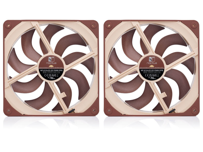 Noctua NF-A14x25 G2 PWM Sx2-PP (2-pack) - Gehäuselüfter - 140mm - Braun - 25 dBA