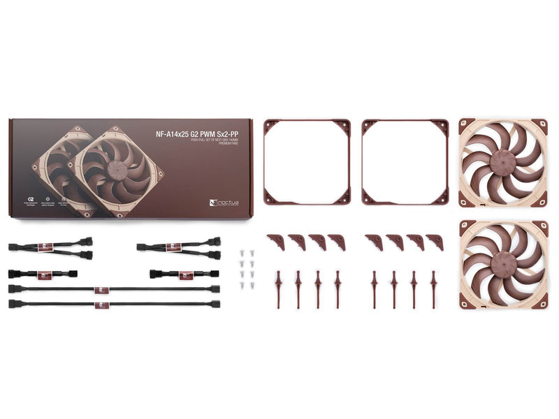 Noctua NF-A14x25 G2 PWM Sx2-PP (2-pack) - Gehäuselüfter - 140mm - Braun - 25 dBA
