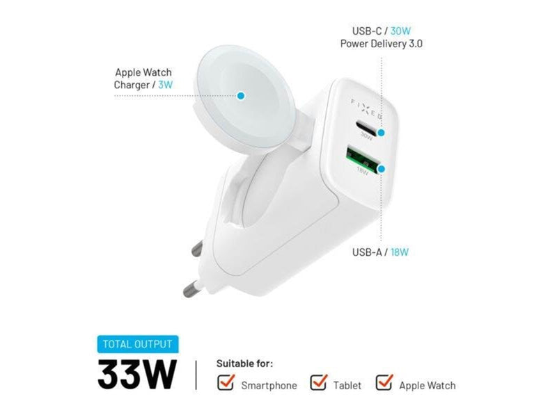 FIXED MagFlip USB-C Charger 33W Apple Watch/USB-C/USB-A