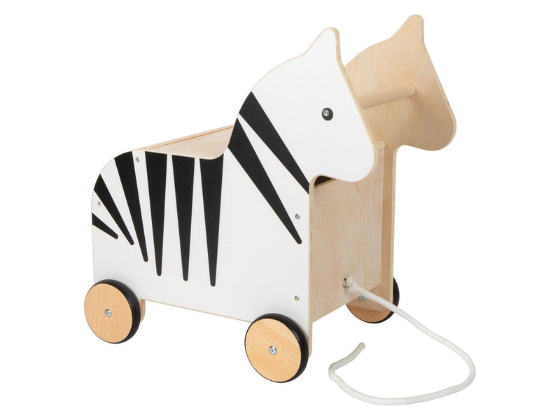Small Foot - Wooden Toy Box and Zebra Wildlife Pull Figure