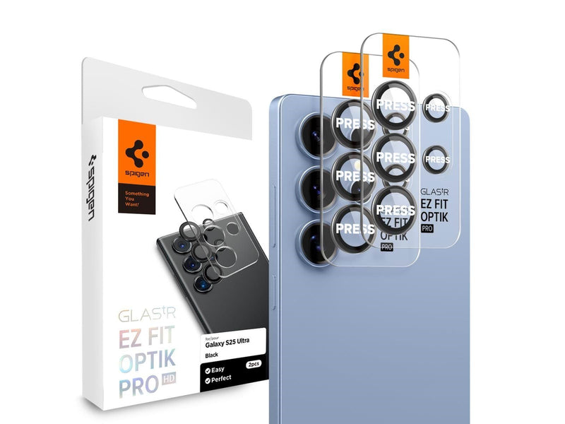 Spigen Glass tR EZ Fit Optik Pro HD 2 Pack - Black - Samsung Galaxy S25 Ultra