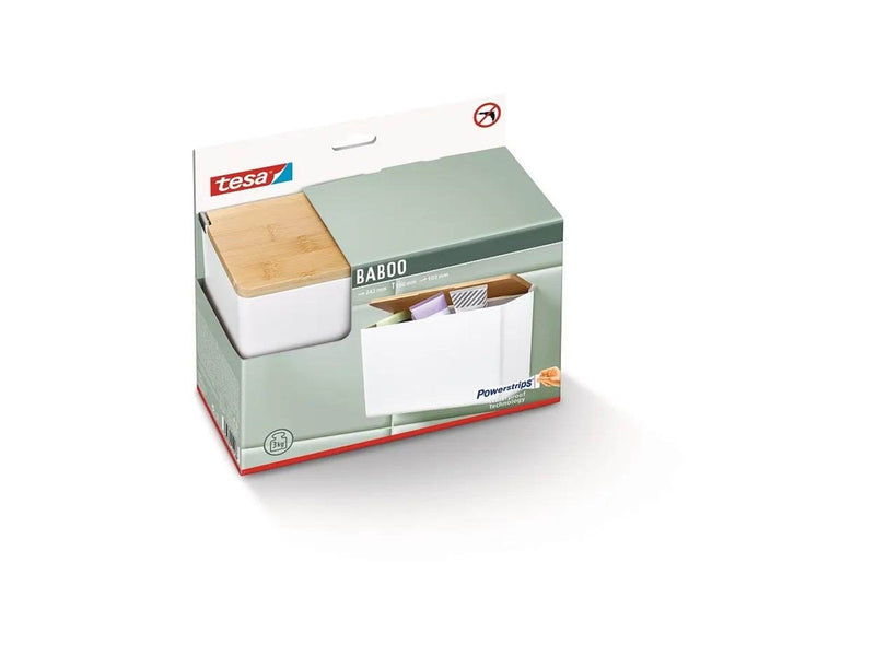 tesa Baboo Storage Box XL Self-adhesive Bamboo And High-quality Plastic