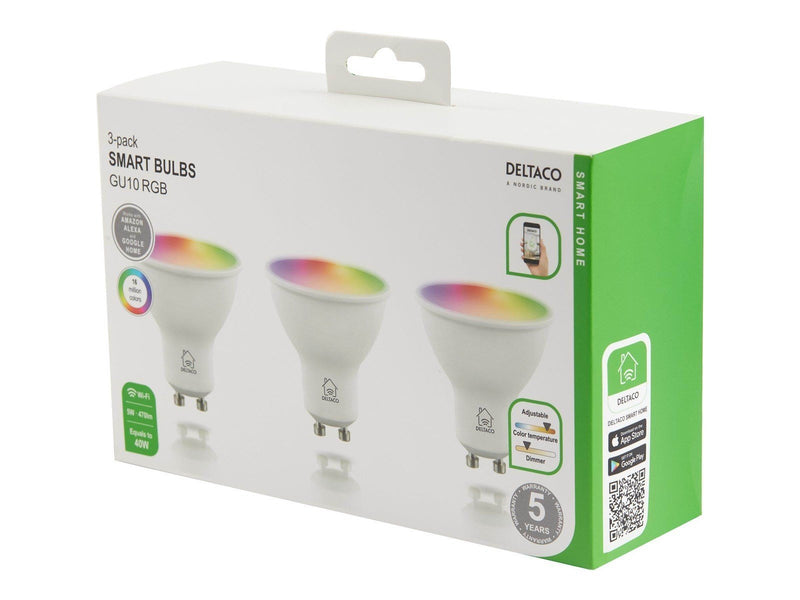 Deltaco LED-Lampe SMART HOME - LED spot light bulb - GU10 - 5 W - RGB/warm white/cold white light - 2700-6500 K (pack of 3) GU10