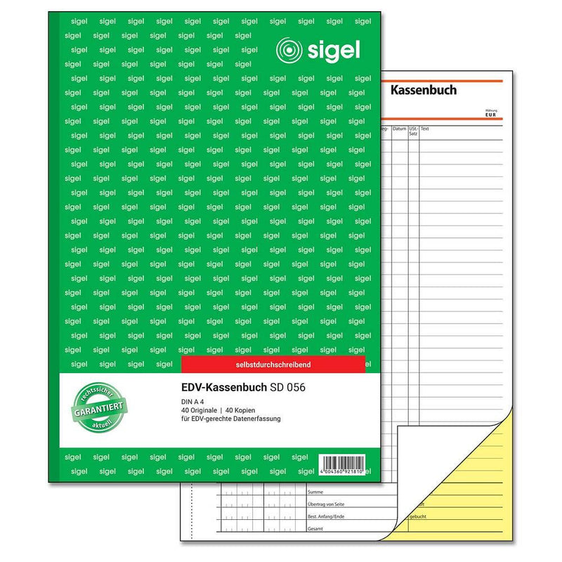 sigel Kassenbuch/EDV Formularbuch SD056 - 2 x 40 Blatt