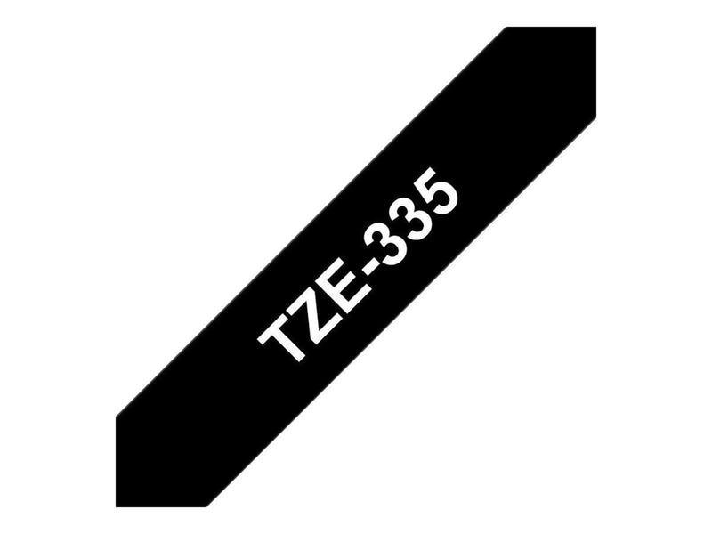 Brother TZe335 12mm (0.47") White on Black Label tape for P-Touch 8m