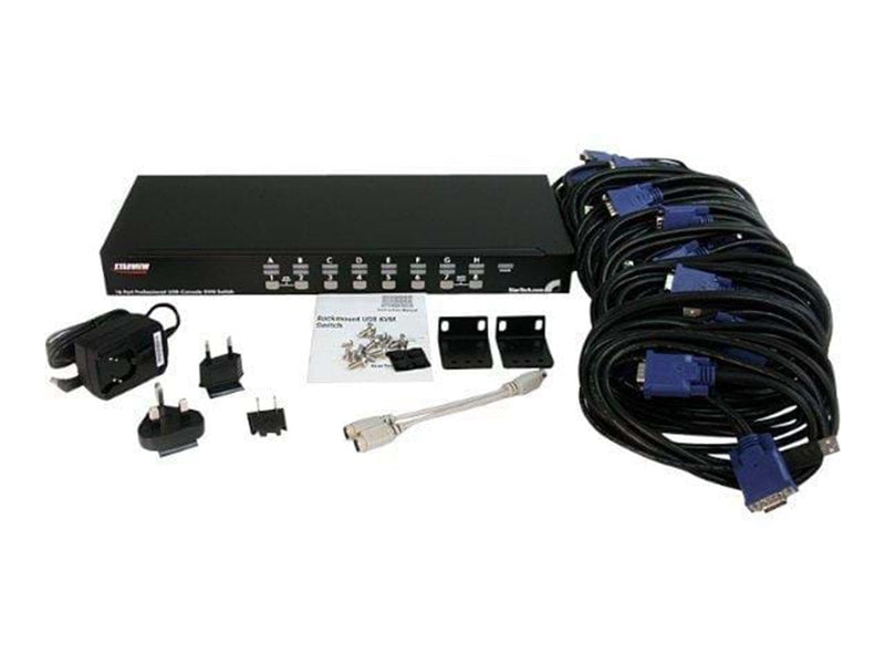 StarTech.com 16 Port 1U Rackmount USB KVM Switch Kit mit OSD und Kabel - KVM Switch - 16 Anschlüsse